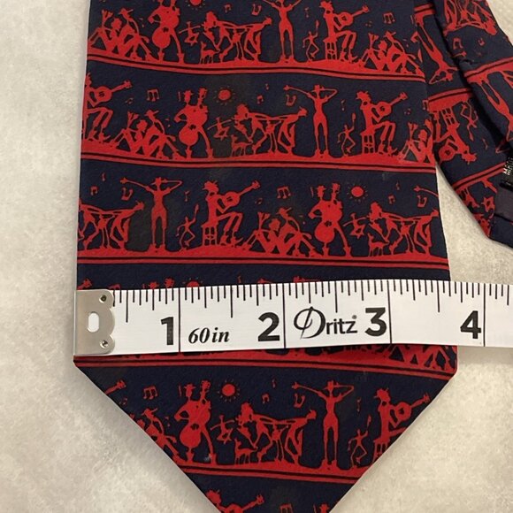 Charleston Tie Rack Navy Blue & Red 100% Silk Tie Necktie Made in Italy 60"x3.75 - Picture 6 of 8